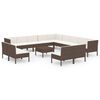 vidaXL Salon de jardin 14 pcs avec coussins R&eacute;sine tress&eacute;e Marron