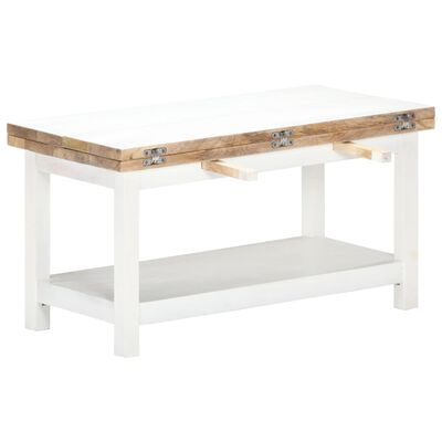 vidaXL Table basse extensible blanc 90x(45-90)x45 cm bois de manguier