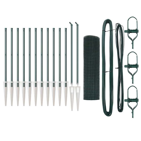 vidaXL Poteau de cl&ocirc;ture. Vert 25 x 0,5 m (maillage 12 x 12 mm) Acier