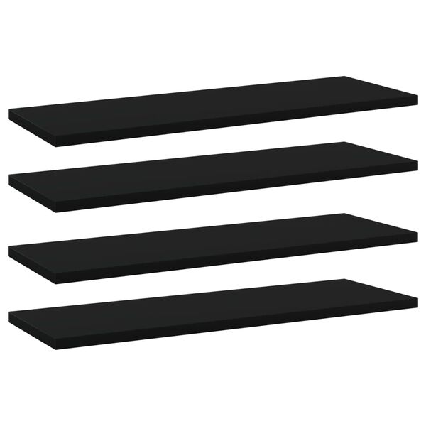 vidaXL Panneaux de biblioth&egrave;que 4 pcs Noir 60x20x1,5 cm Agglom&eacute;r&eacute;