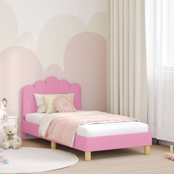 vidaXL Cadre de lit pour enfants avec t&ecirc;te de lit Rose 80 x 160 cm