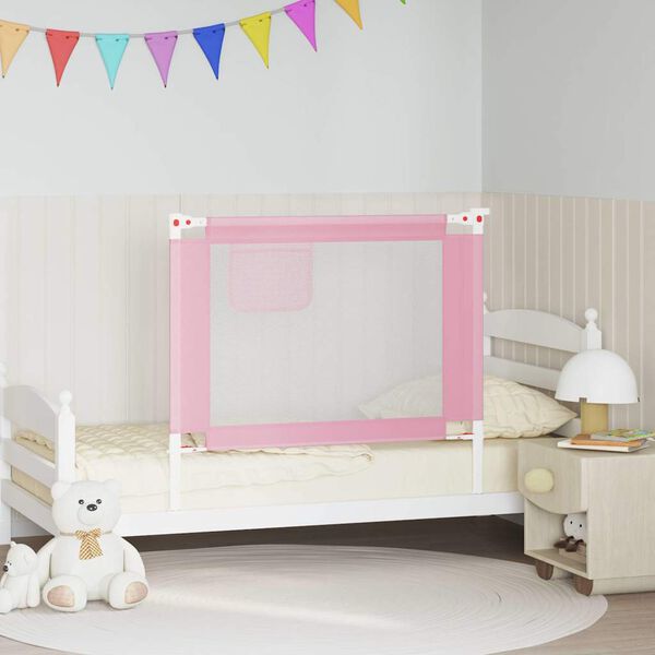 vidaXL Barri&egrave;re de s&eacute;curit&eacute; de lit d'enfant Rose 100x25 cm Tissu