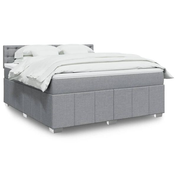 vidaXL Sommier à lattes de lit avec matelas Gris clair 180x200cm Tissu