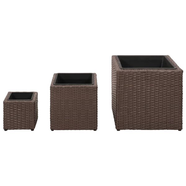 vidaXL Lits surélevés de jardin 3 pcs Résine tressée Marron