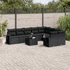 vidaXL Salon de jardin 10 pcs avec coussins noir r&eacute;sine tress&eacute;e