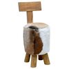 vidaXL Tabouret cuir de ch&egrave;vre et Bois de teck solide