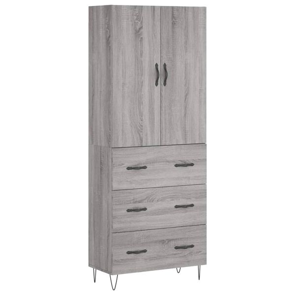 vidaXL Buffet haut Sonoma gris 69,5x34x180 cm Bois d'ing&eacute;nierie