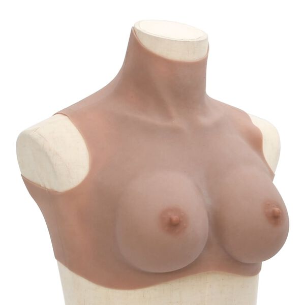 vidaXL Plastron en silicone marron p&acirc;le coupe D