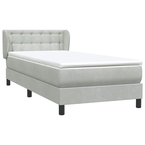 vidaXL Sommier &agrave; lattes de lit et matelas gris clair 90x220 cm velours