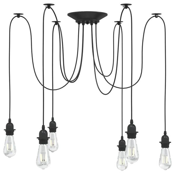 VidaXL Lampe suspendue avec 6 porte-lampes E27 noir métal