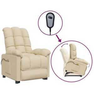 vidaXL Fauteuil de massage Cr&egrave;me Tissu