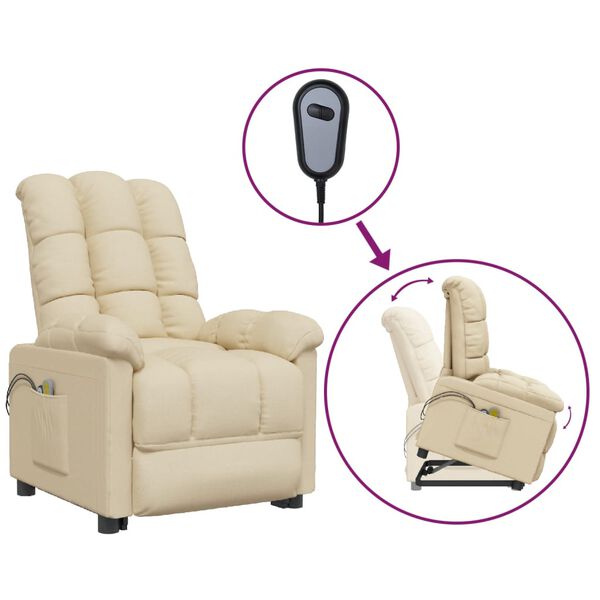 vidaXL Fauteuil de massage Crème Tissu
