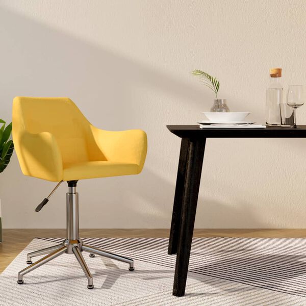 vidaXL Chaise pivotante de salle &agrave; manger Jaune Tissu