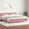 vidaXL Sommier &agrave; lattes de lit avec matelas rose 180x220 cm velours