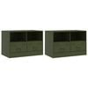 vidaXL Meubles TV 2 pcs vert olive 67x39x44 cm acier