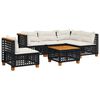 vidaXL Salon de jardin 6 pcs avec coussins noir r&eacute;sine tress&eacute;e
