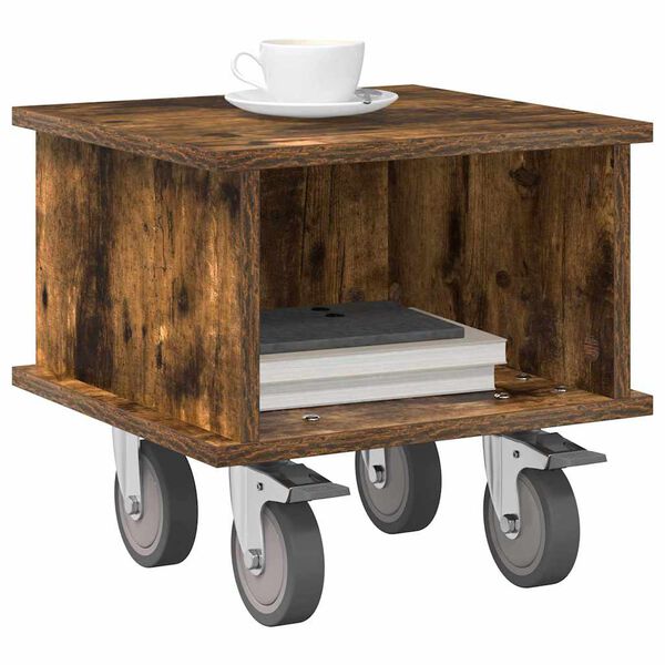 vidaXL Meuble TV Ch&ecirc;ne fum&eacute; 37 x 35 x 35 cm Bois d'ing&eacute;nierie