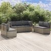 vidaXL Salon de jardin 7 pcs avec coussins Gris R&eacute;sine tress&eacute;e
