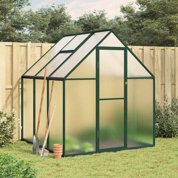 vidaXL Serre avec cadre de base vert 169x169x195 cm aluminium