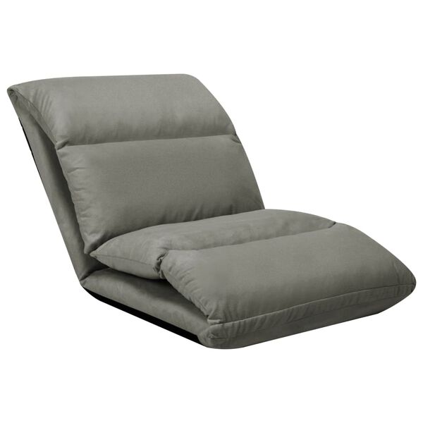 vidaXL Chaise pliable de sol Gris foncé Microfibre
