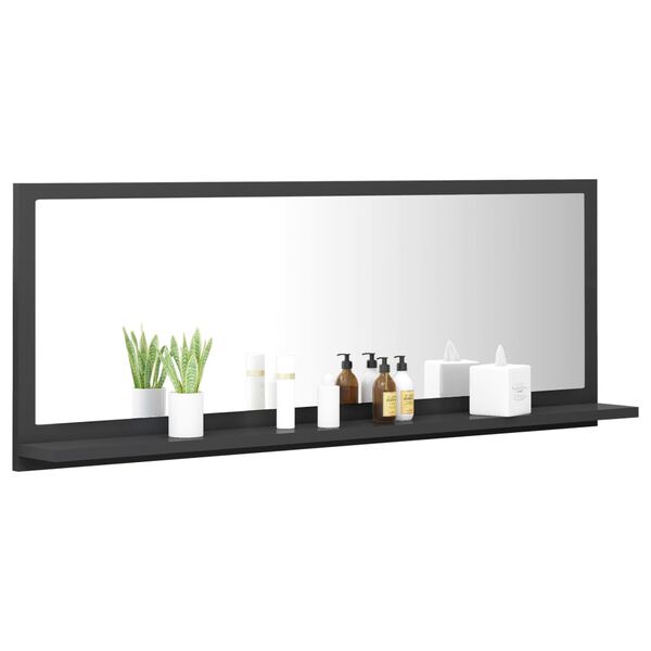 vidaXL Miroir de salle de bain Gris 100x10,5x37 cm Agglom&eacute;r&eacute;