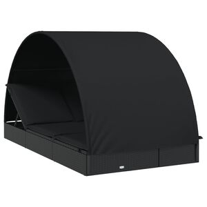 vidaXL Transat 2 places avec toit rond noir 211x112x140 cm