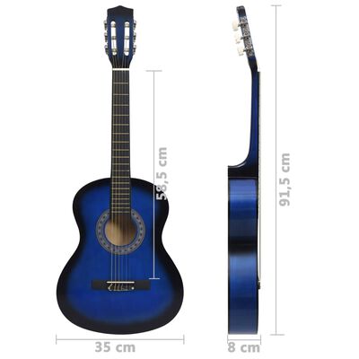 vidaXL Guitare classique de débutants et enfants Bleu 3/4 36"
