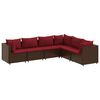 vidaXL Salon de jardin 6 pcs avec coussins Marron R&eacute;sine tress&eacute;e