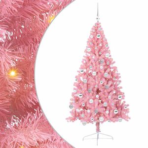 vidaXL Sapin de Noël artificiel pré-éclairé Rose 180 cm PVC