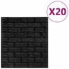 vidaXL Papier peint 3D autoadh&eacute;sif Briques 20 pcs Noir