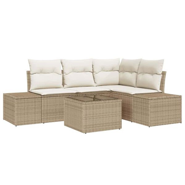 vidaXL Ensemble de canap&eacute; de jardin Beige et cr&egrave;me polyrotin
