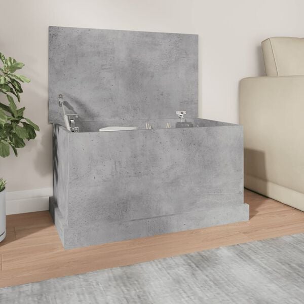 vidaXL Bo&icirc;te de rangement gris b&eacute;ton 70x40x38 cm bois d'ing&eacute;nierie