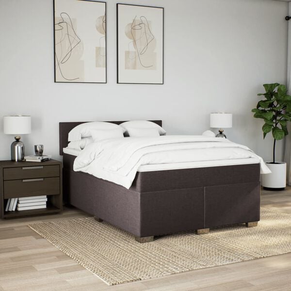 vidaXL Sommier &agrave; lattes de lit avec matelas Marron fonc&eacute; 140x200 cm