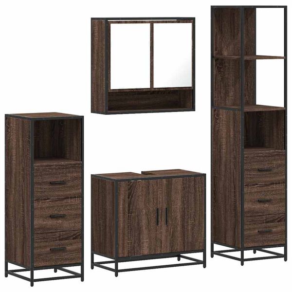 vidaXL Ensemble de meubles de salle de bain 4 pcs chêne marron