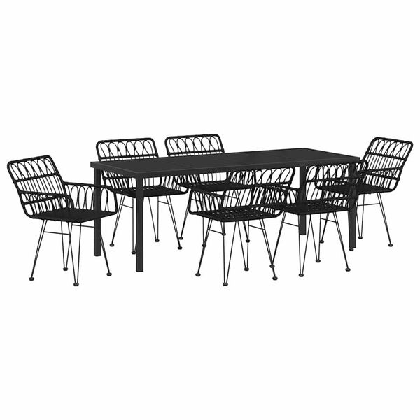 vidaXL Ensemble de salle &agrave; manger pour jardin 7 pcs Noir