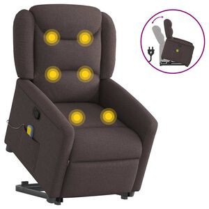 vidaXL Fauteuil inclinable de massage Marron fonc&eacute; Tissu