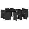 vidaXL Ensemble &agrave; manger de jardin 9pcs coussins noir r&eacute;sine tress&eacute;e