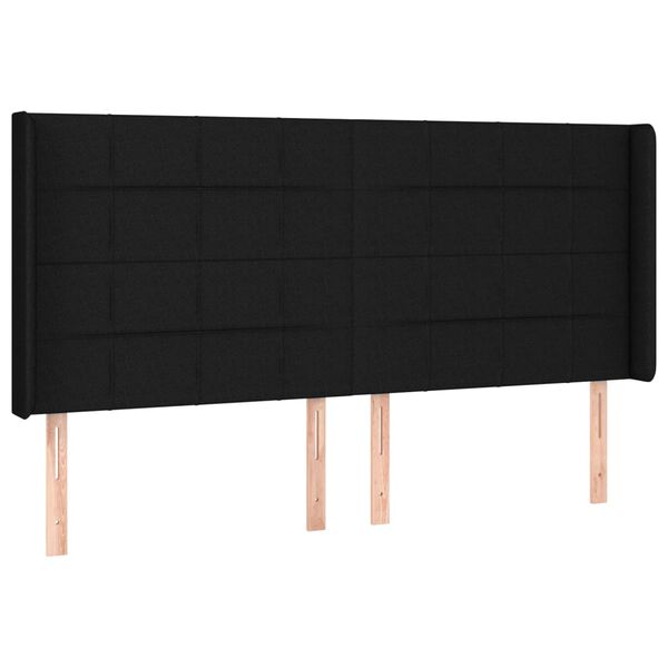 vidaXL T&ecirc;te de lit &agrave; LED Noir 183x16x118/128 cm Tissu