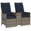 vidaXL Canap&eacute; de jardin inclinable 2 places avec Table en r&eacute;sine tress&eacute;e grise