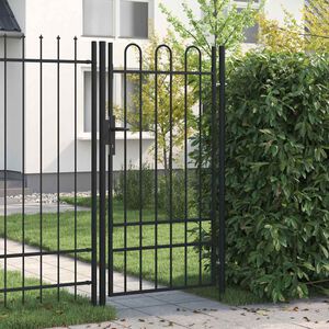 vidaXL Portail de cl&ocirc;ture BOXTEL &agrave; porte simple avec arc en haut, acier 1 x 1,75 m, noir