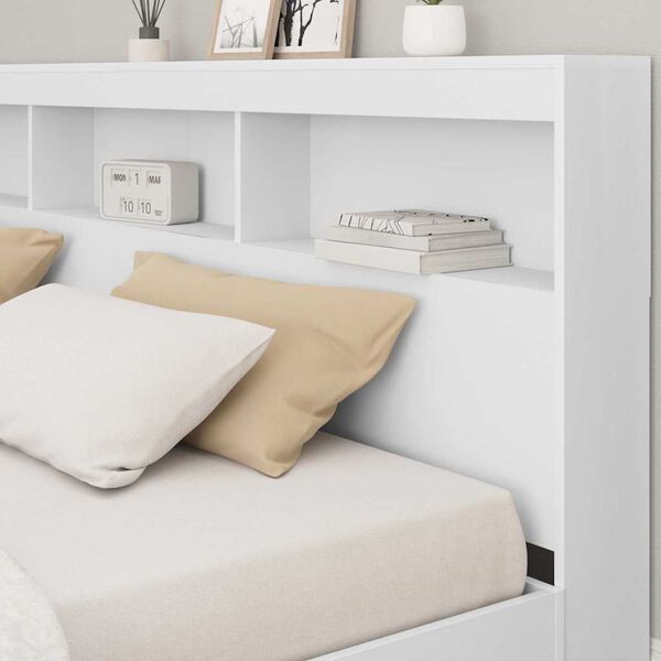 vidaXL T&ecirc;te de lit de rangement Blanc 180 cm Bois d'ing&eacute;nierie