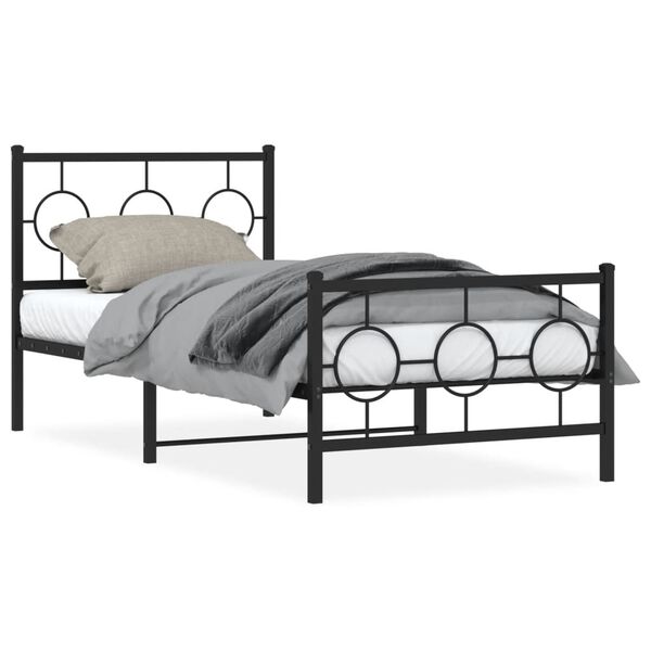 vidaXL Cadre de lit métal sans matelas avec pied de lit noir 90x200 cm