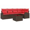 vidaXL Ensemble de canap&eacute; de jardin 6 pcs Marron et rouge polyrotin