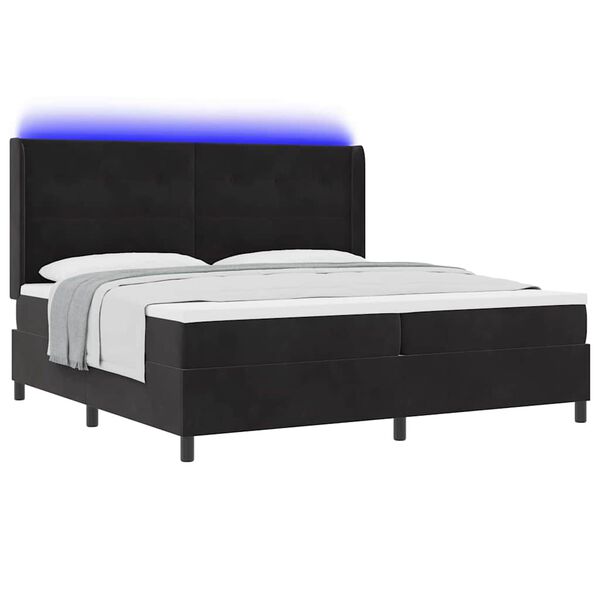 vidaXL Lit &agrave; ressorts avec matelas Noir 200 x 200 cm Velours