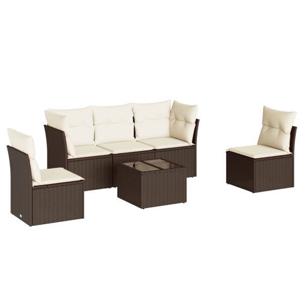 vidaXL Salon de jardin avec coussins 6 pcs marron r&eacute;sine tress&eacute;e