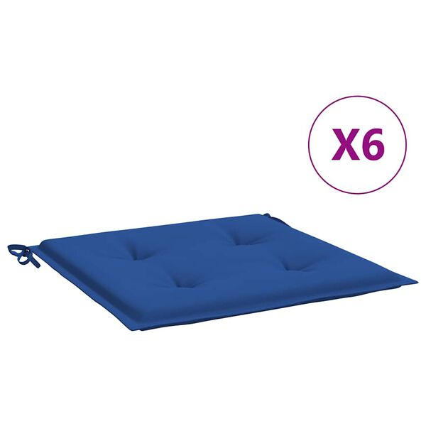 vidaXL Coussins de chaise de jardin lot de 6 bleu royal 40x40x4 cm