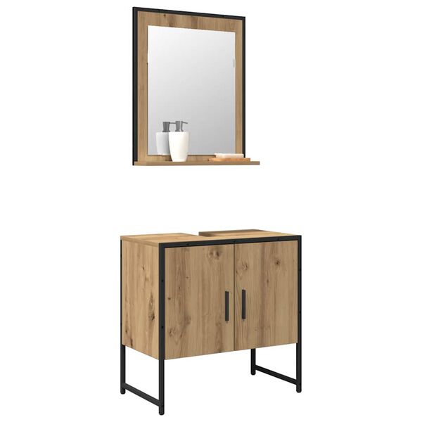 vidaXL Ensemble de mobilier de salle de bain avec porte 2 pcs Marron