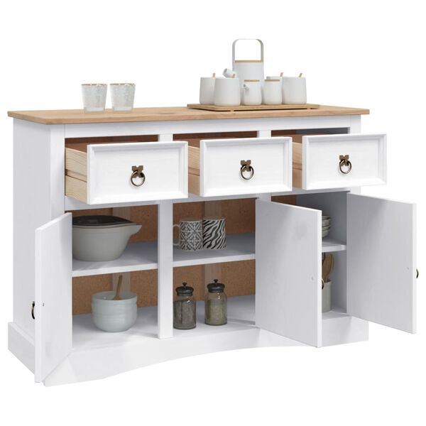 vidaXL Buffet Gamme Corona Pin massif mexicain Blanc 132x43x78 cm