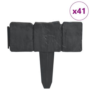 vidaXL Cl&ocirc;ture de jardin Aspect de pierre 41 pcs Plastique 10 m