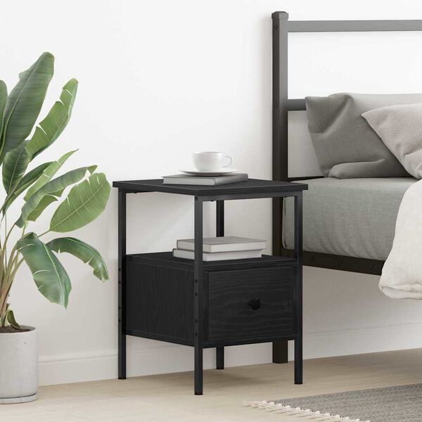 vidaXL Cabinet de chevet Ch&ecirc;ne noir 34 x 36 x 50 cm Bois d'ing&eacute;nierie